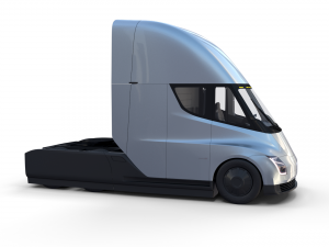 tesla truck with interior and trailer silver 3D Model