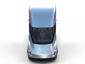 tesla truck with interior and trailer silver 3D Model