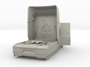 tesla truck with interior and trailer silver 3D Model