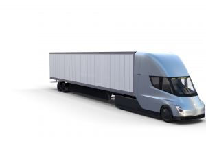 tesla truck with interior and trailer silver 3D Model