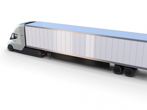 tesla truck with interior and trailer silver 3D Model