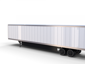 tesla truck with interior and trailer silver 3D Model