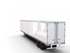 tesla truck with interior and trailer silver 3D Model