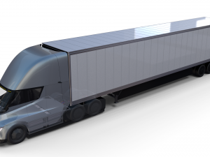 tesla truck with chassis interior and trailer silver 3D Model