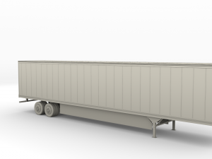 tesla truck with chassis interior and trailer silver Modelo 3D