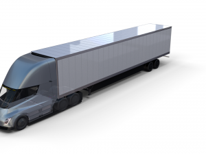 tesla truck with chassis interior and trailer silver Modelo 3D
