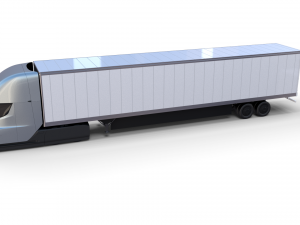 tesla truck with chassis interior and trailer silver Modelo 3D