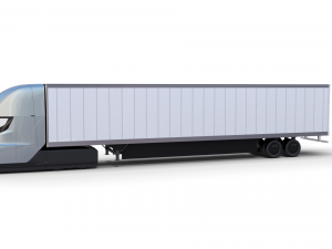 tesla truck with chassis interior and trailer silver Modelo 3D