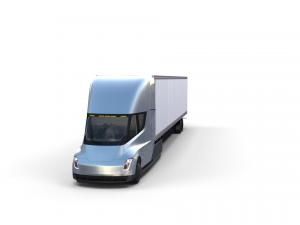 tesla truck with chassis interior and trailer silver Modelo 3D
