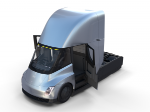 tesla truck with chassis interior and trailer silver Modelo 3D