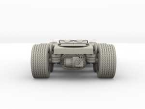 tesla truck with chassis interior and trailer silver Modelo 3D