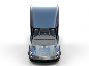 tesla truck with chassis interior and trailer silver Modelo 3D