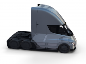 tesla truck with chassis interior and trailer silver Modelo 3D