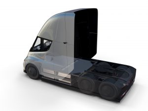 tesla truck with chassis interior and trailer silver Modelo 3D