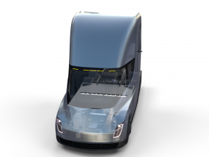 tesla truck with chassis interior and trailer silver Modelo 3D