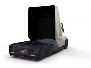 tesla truck with chassis interior and trailer silver Modelo 3D