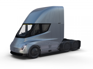tesla truck with chassis interior and trailer silver Modelo 3D