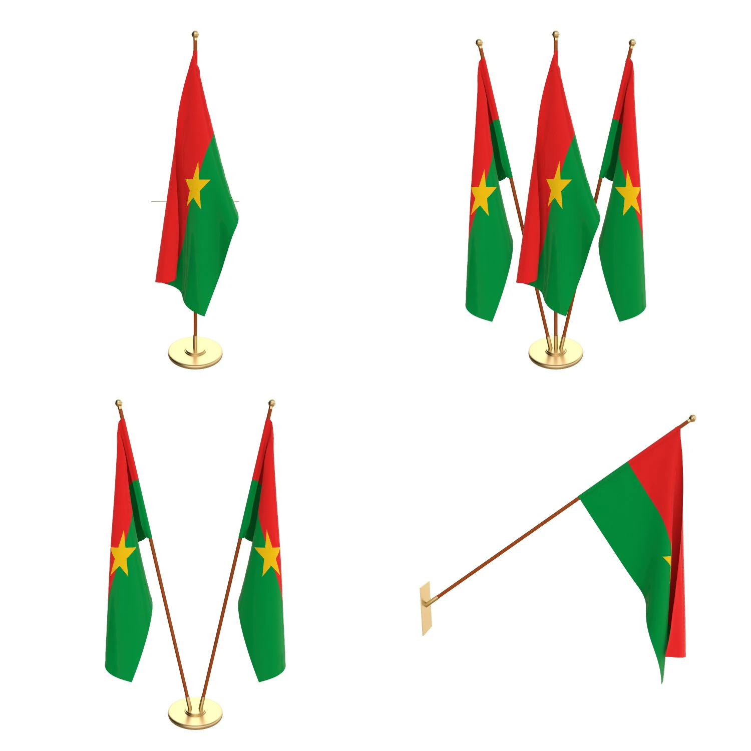 burkina faso flag pack 3D Model .c4d .max .obj .3ds .fbx .stl .blend