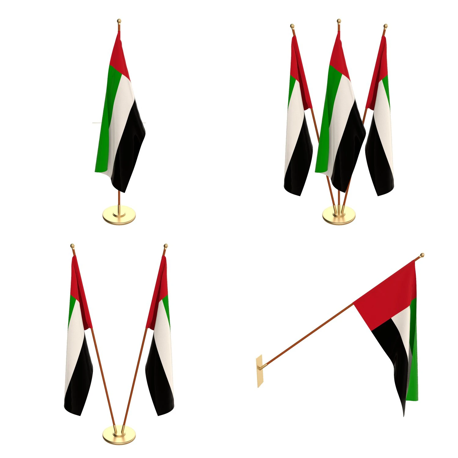 united arab emirates flag pack 3D Model .c4d .max .obj .3ds .fbx .stl .blend 