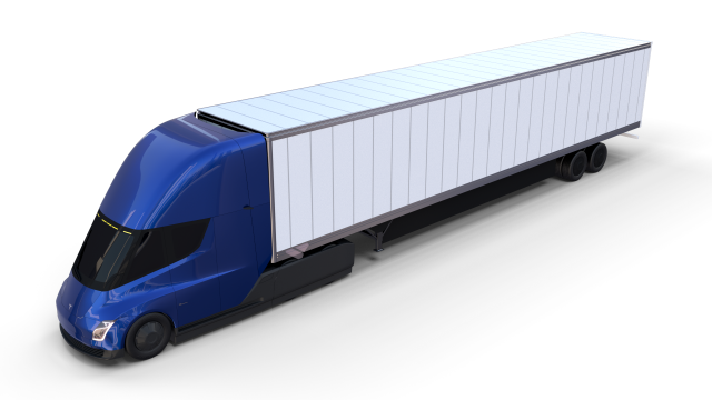 tesla truck blue w trailer 3D 모델 .c4d .max .obj .3ds .fbx .stl .blend 