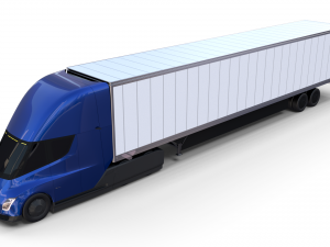 tesla truck blue w trailer 3D Model