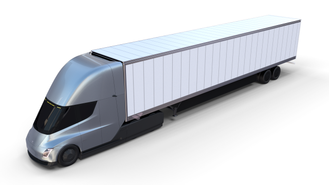 tesla truck silver w trailer 3D 模型 .c4d .max .obj .3ds .fbx .stl .blend 