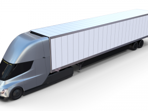 tesla truck silver w trailer 3Dモデル