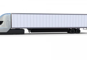 tesla truck silver w trailer 3D Model