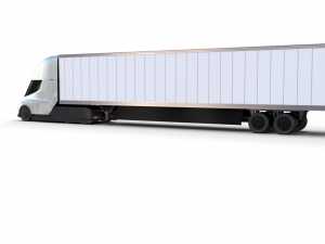 tesla truck silver w trailer 3D 模型
