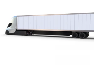 tesla truck silver w trailer 3D Model