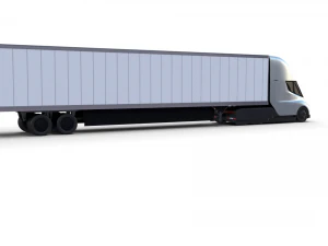 tesla truck silver w trailer 3D Model