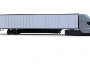 tesla truck silver w trailer 3D 模型