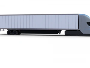 tesla truck silver w trailer 3D Model