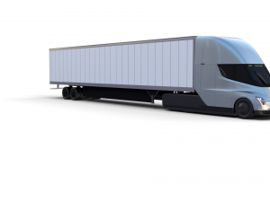 tesla truck silver w trailer 3D 模型