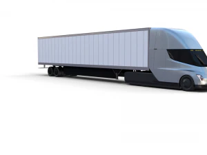 tesla truck silver w trailer 3D Model