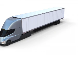 tesla truck silver w trailer 3D Model