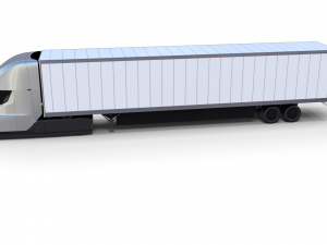 tesla truck silver w trailer 3D 模型