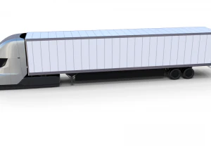 tesla truck silver w trailer 3D Model
