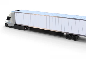 tesla truck silver w trailer 3D Model