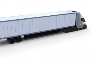 tesla truck silver w trailer 3D 模型