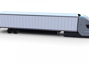 tesla truck silver w trailer 3D 模型