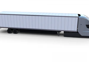 tesla truck silver w trailer 3D Model