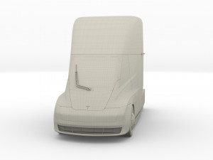 tesla truck silver w trailer 3D 模型