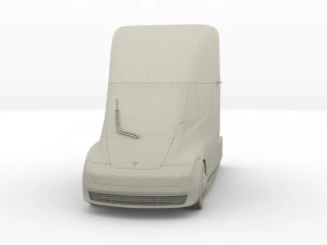 tesla truck silver w trailer 3D Model