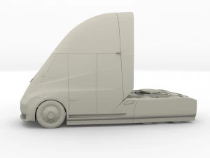 tesla truck silver w trailer 3D Model