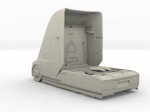 tesla truck silver w trailer 3D 模型