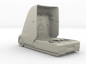 tesla truck silver w trailer 3D Model