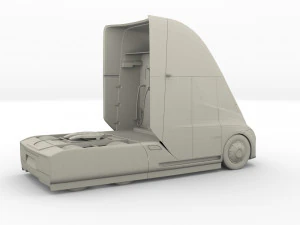 tesla truck silver w trailer 3D Model