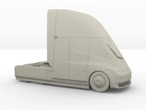 tesla truck silver w trailer 3D Model