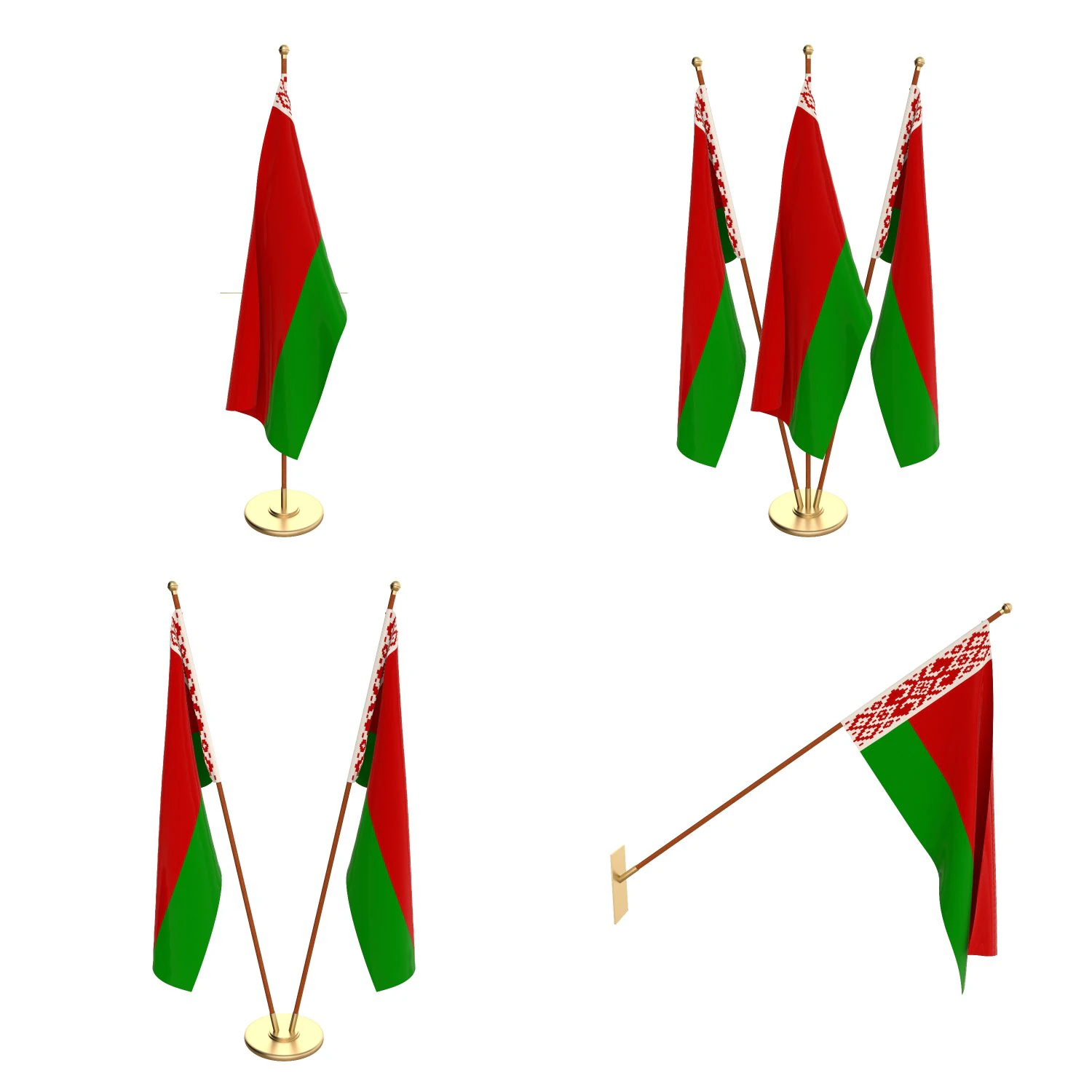 belarus flag pack 3D Model .c4d .max .obj .3ds .fbx .stl .blend 